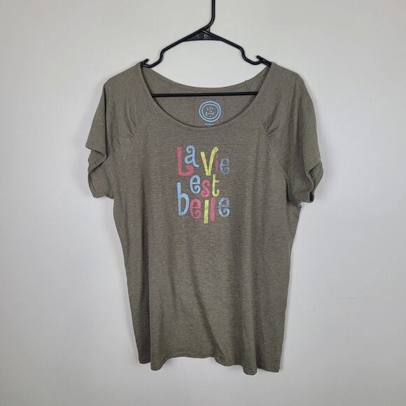 Life is Good La Vie Est Belle Graphic T-Shirt - Picture 1 of 5
